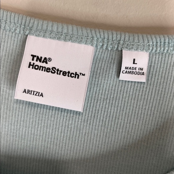 Aritzia TNA HomeStretch Rib Crew Tank Top Sage Green Racerback Crewneck L - Picture 5 of 10